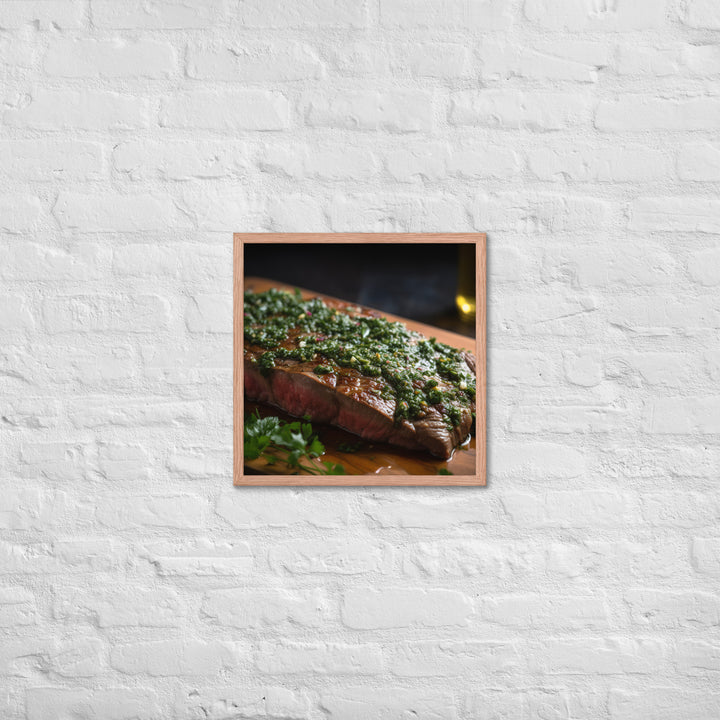 Grilled Flank Steak with Chimichurri Sauce Framed poster 🤤 from Yumify.AI