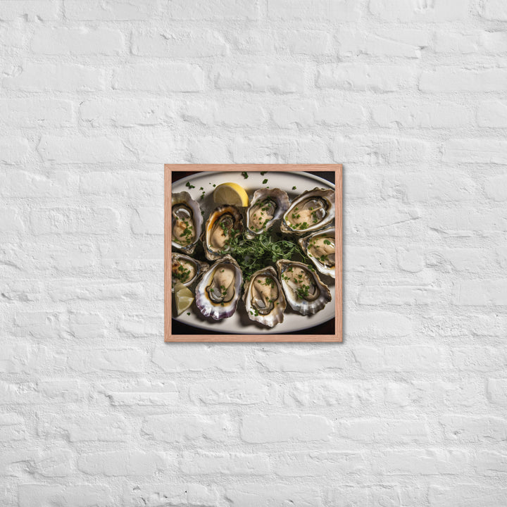 Grilled Wellfleet Oysters with Garlic Butter Framed poster 🤤 from Yumify.AI