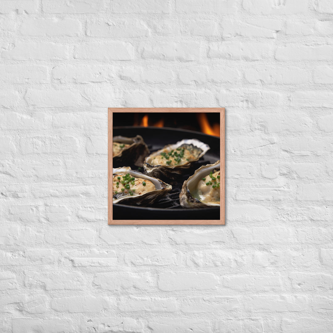 Grilled Pacific Oysters with Garlic and Butter Framed poster 🤤 from Yumify.AI