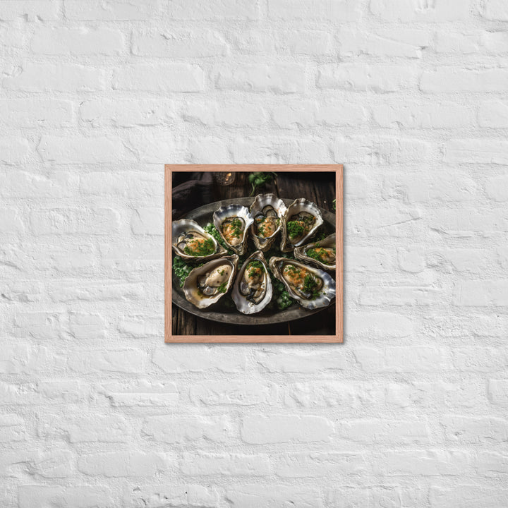 Grilled Eastern Oysters with Garlic Butter Framed poster 🤤 from Yumify.AI