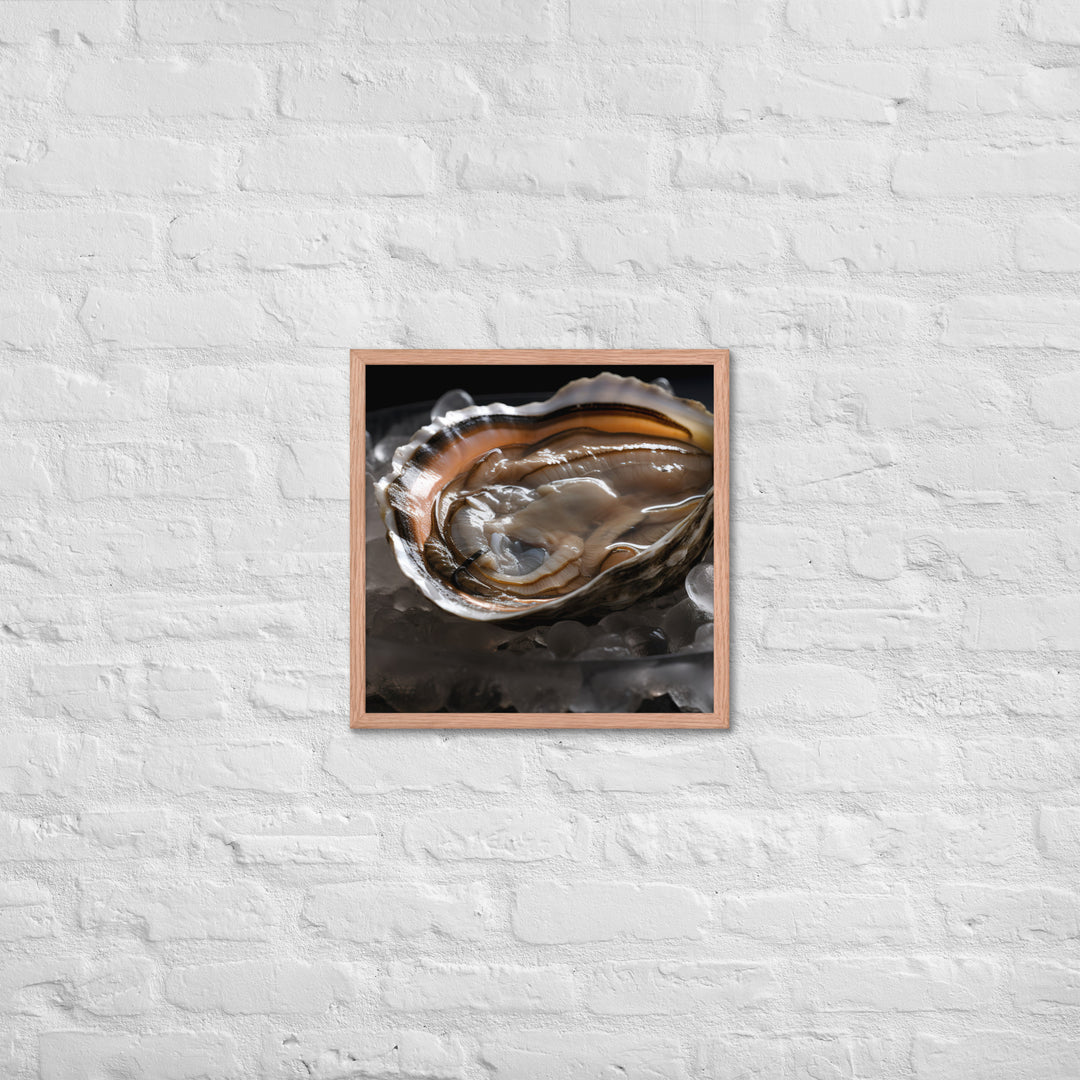 Glistening Sydney Rock Oyster on Ice Framed poster 🤤 from Yumify.AI