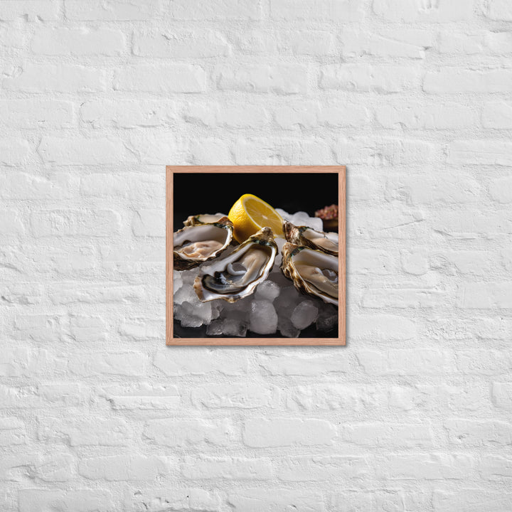 Freshly Shucked European Flat Oysters on Ice Framed poster 🤤 from Yumify.AI