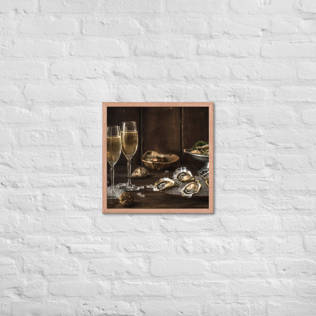 European Flat Oysters and Champagne Framed poster 🤤 from Yumify.AI