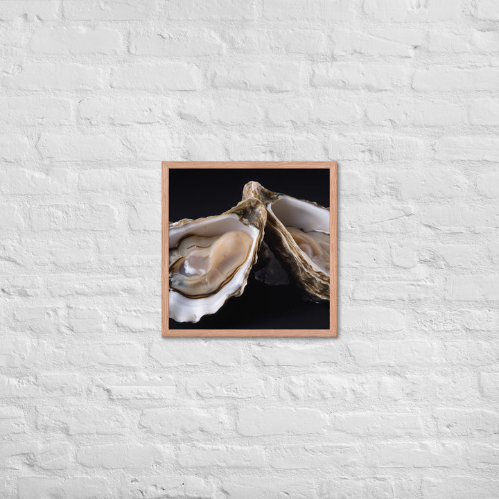 Delicate Olympia Oysters on the Half Shell Framed poster 🤤 from Yumify.AI