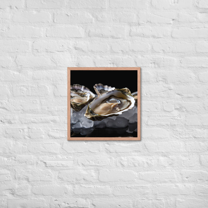 Delicate Olympia Oysters on the Half Shell Framed poster 🤤 from Yumify.AI