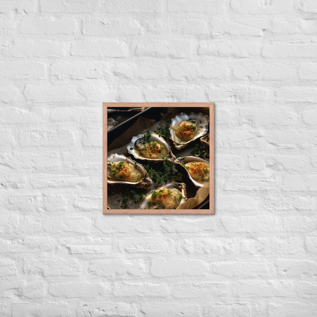 Baked Pacific Oysters with Cheese and Herbs Framed poster 🤤 from Yumify.AI