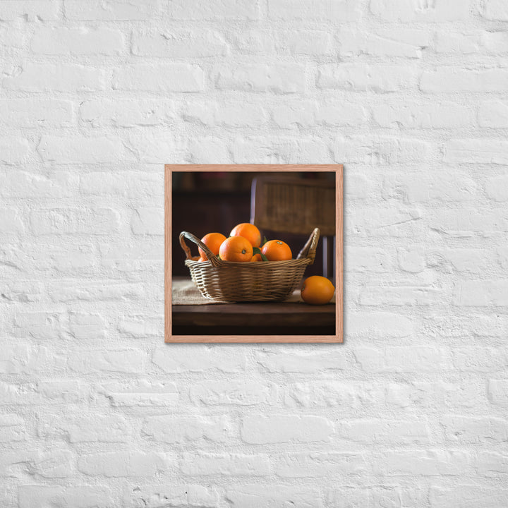 Oranges in a Wicker Basket Framed poster 🤤 from Yumify.AI