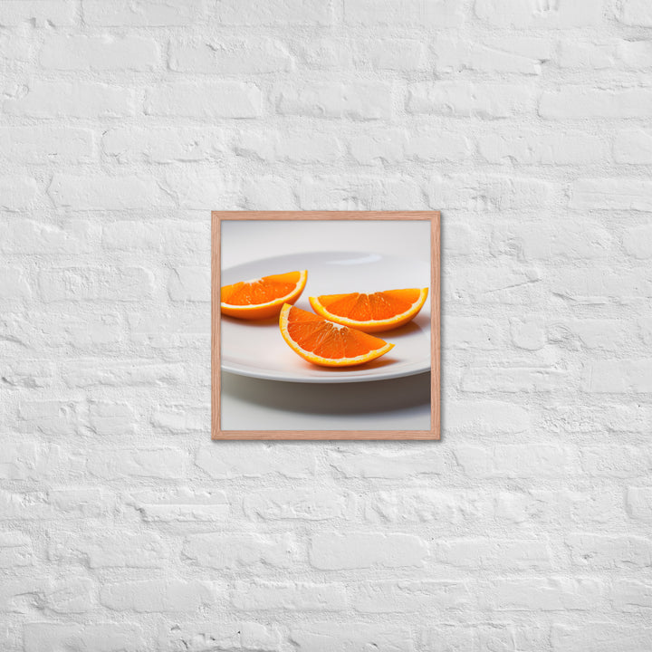 Orange Wedges on a White Plate Framed poster 🤤 from Yumify.AI