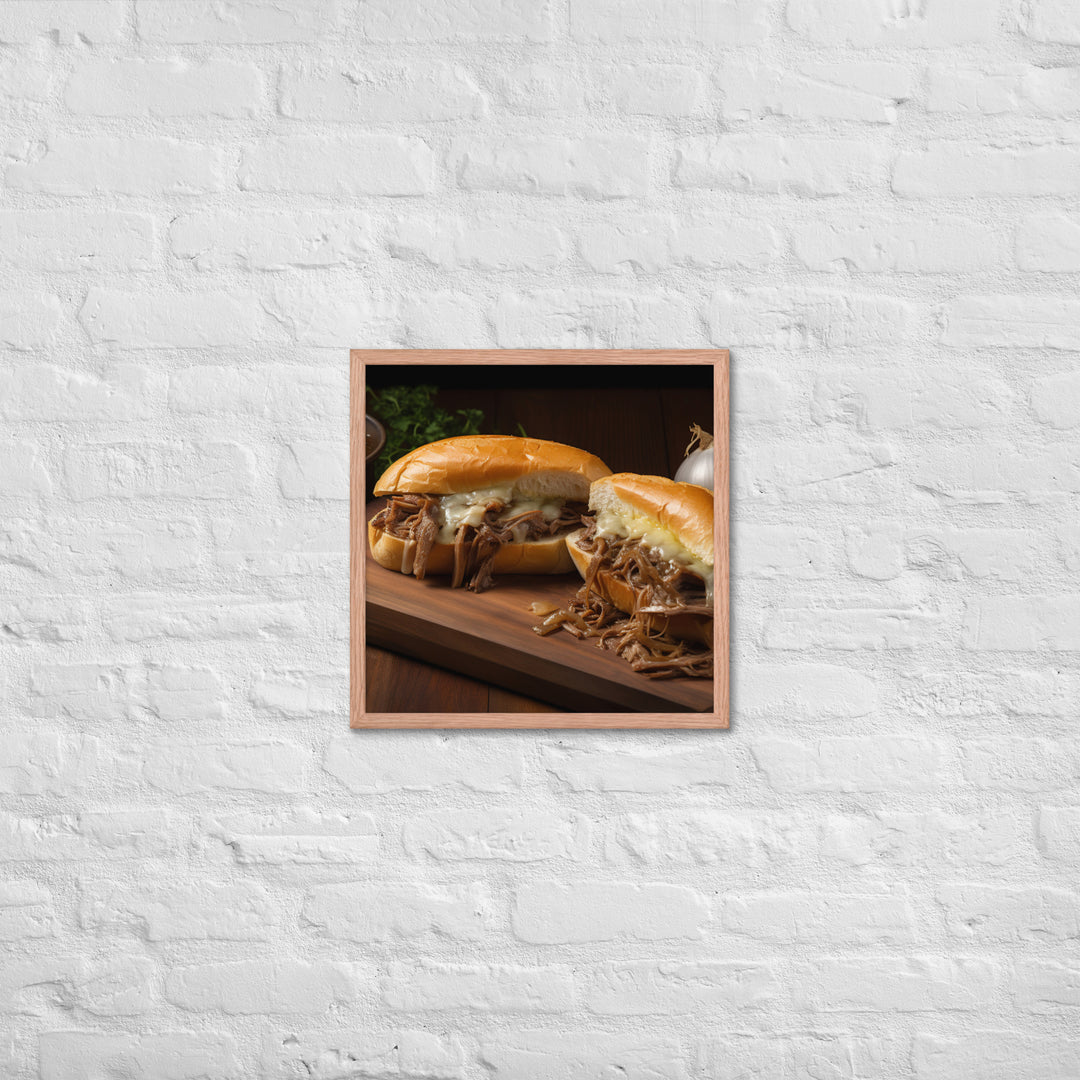 French Dip Sandwich with Caramelized Onions Framed poster 🤤 from Yumify.AI