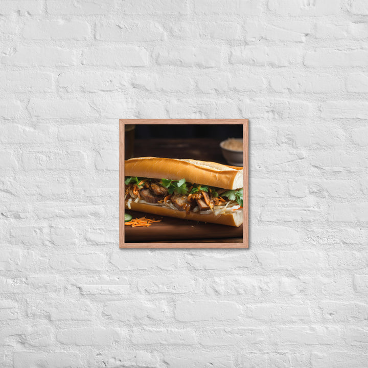 Classic Banh Mi Sandwich with Pork Belly and Caramelized Onion Framed poster 🤤 from Yumify.AI