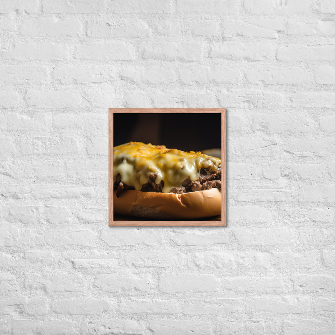 Cheesy Philly Cheesesteak Framed poster 🤤 from Yumify.AI