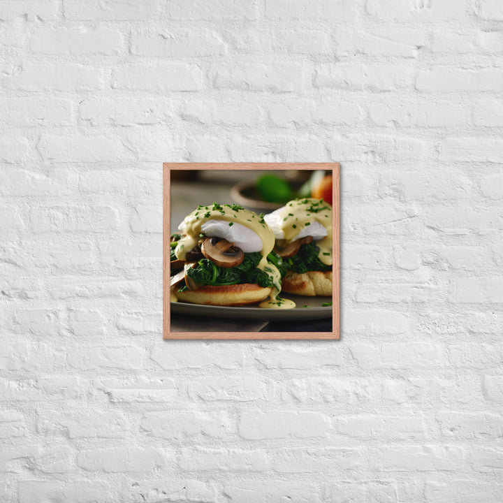 Spinach and Mushroom Eggs Benedict Framed poster 🤤 from Yumify.AI