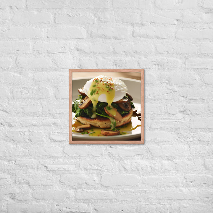 Spinach and Mushroom Eggs Benedict Framed poster 🤤 from Yumify.AI