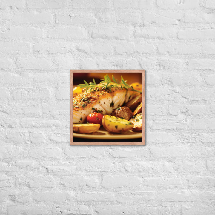 Oven Baked Fish and Wedges Framed poster 🤤 from Yumify.AI