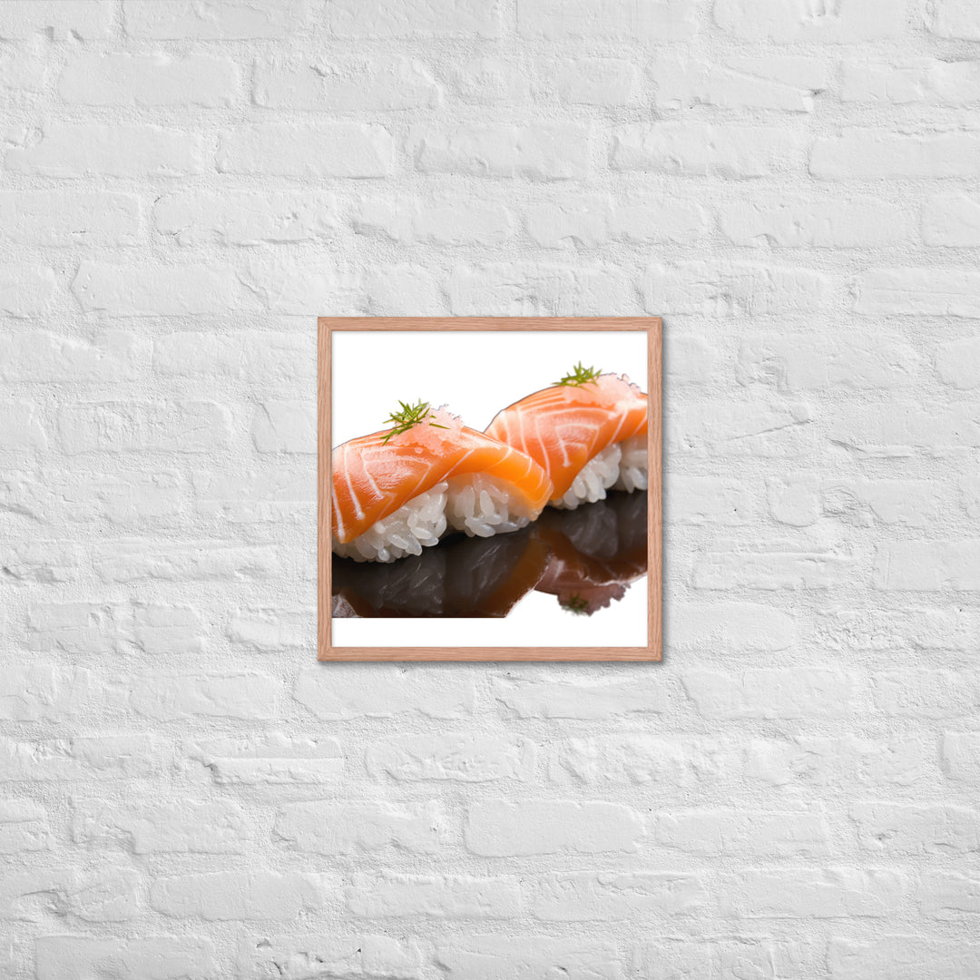 Glistening Salmon Nigiri Framed poster 🤤 from Yumify.AI