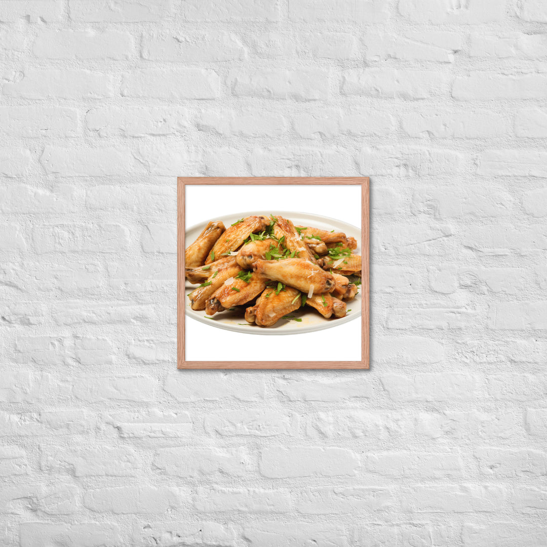 Garlic Parmesan Chicken Wings Framed poster 🤤 from Yumify.AI