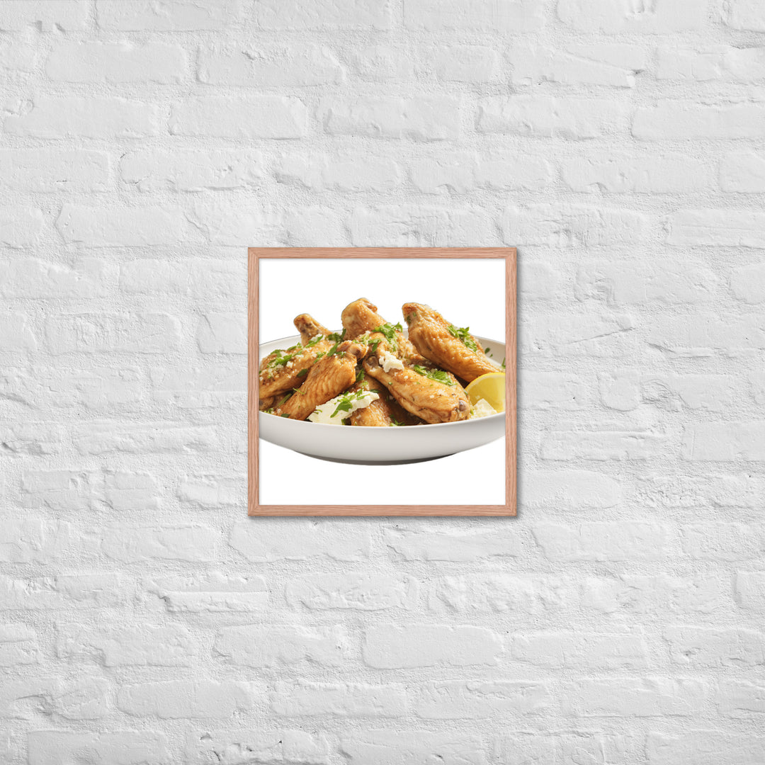 Garlic Parmesan Chicken Wings Framed poster 🤤 from Yumify.AI