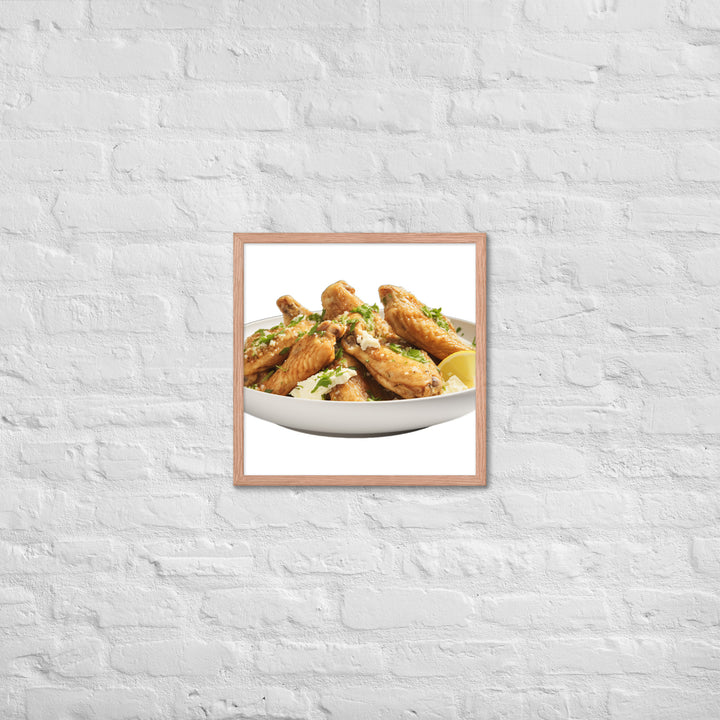 Garlic Parmesan Chicken Wings Framed poster 🤤 from Yumify.AI