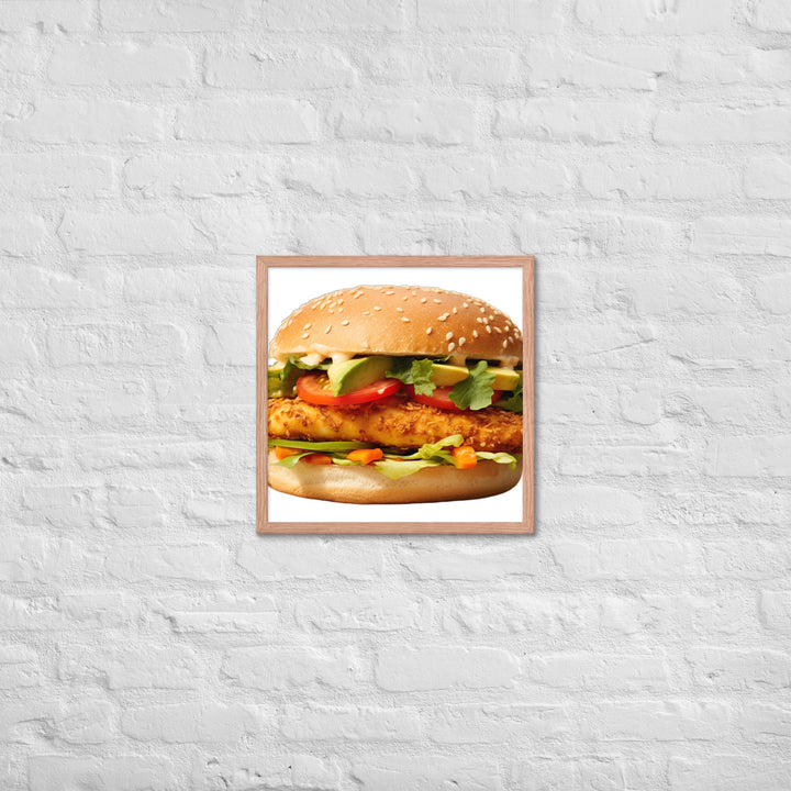 Spicy Chicken Burger Delight Framed poster 🤤 from Yumify.AI