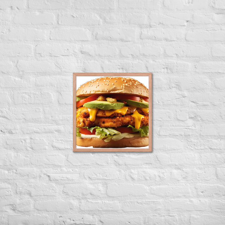 Spicy Chicken Burger Delight Framed poster 🤤 from Yumify.AI