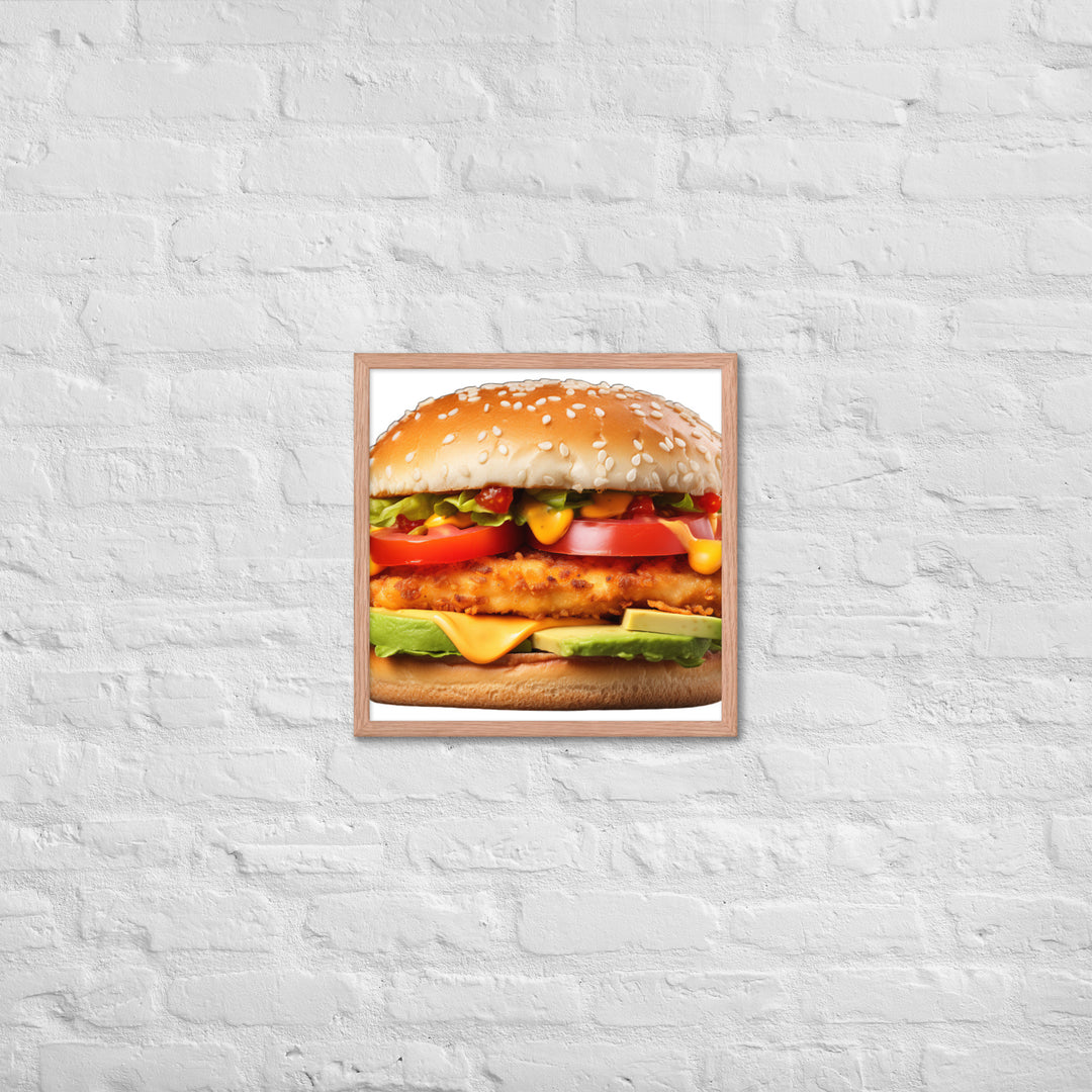 Spicy Chicken Burger Delight Framed poster 🤤 from Yumify.AI