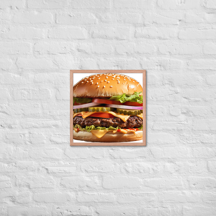 Classic Juicy Beef Burger Framed poster 🤤 from Yumify.AI