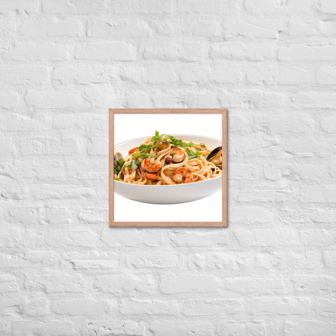 Seafood Linguine Delight Framed poster 🤤 from Yumify.AI