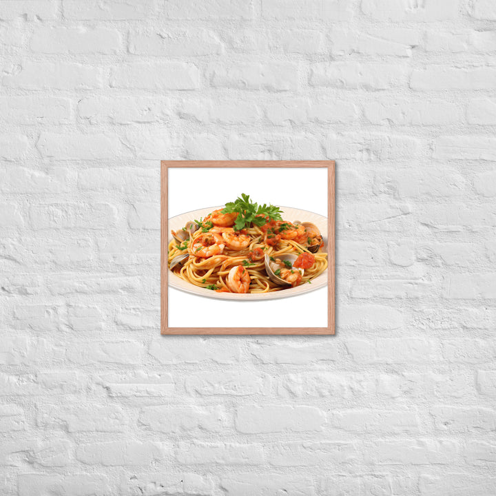 Seafood Linguine Delight Framed poster 🤤 from Yumify.AI