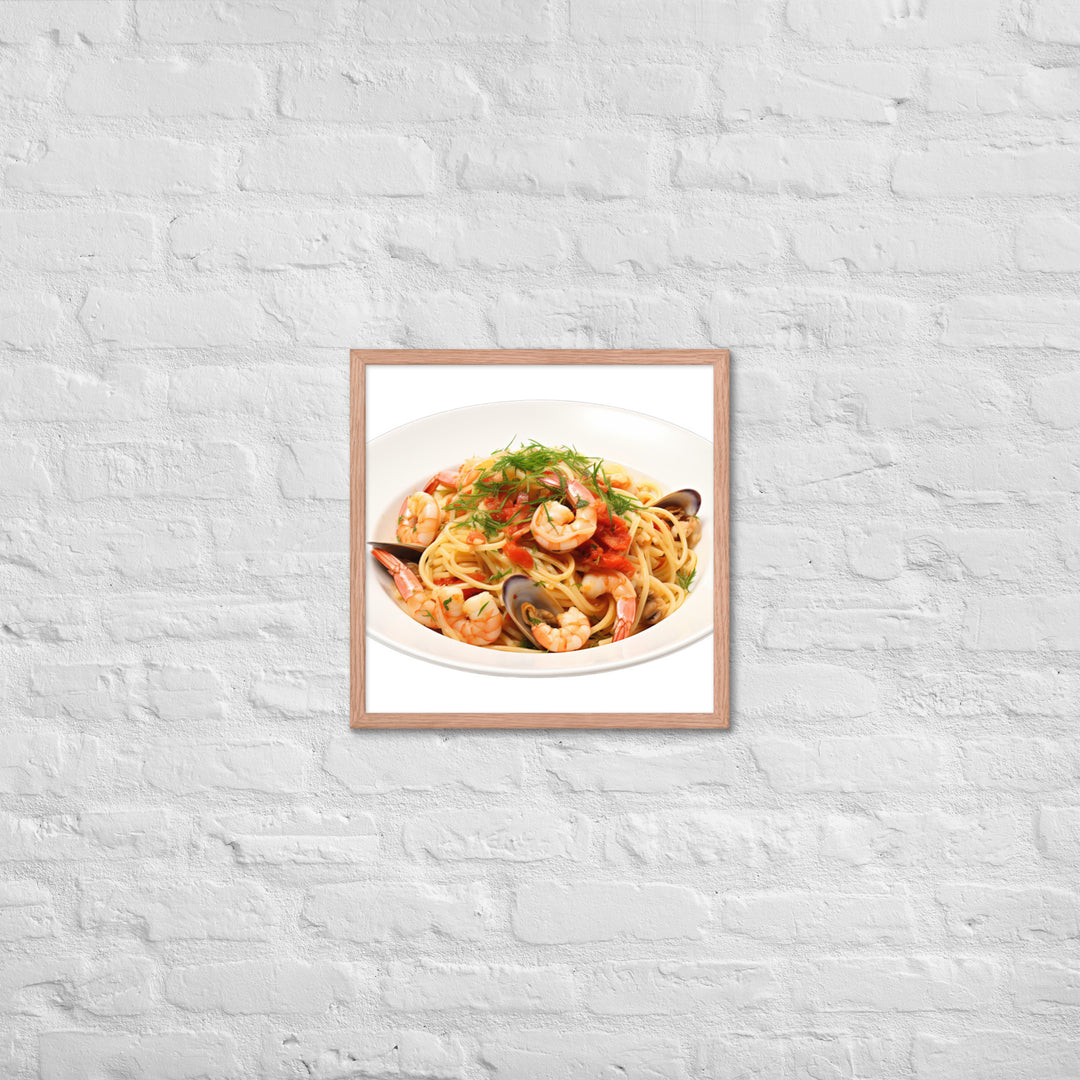 Seafood Linguine Delight Framed poster 🤤 from Yumify.AI