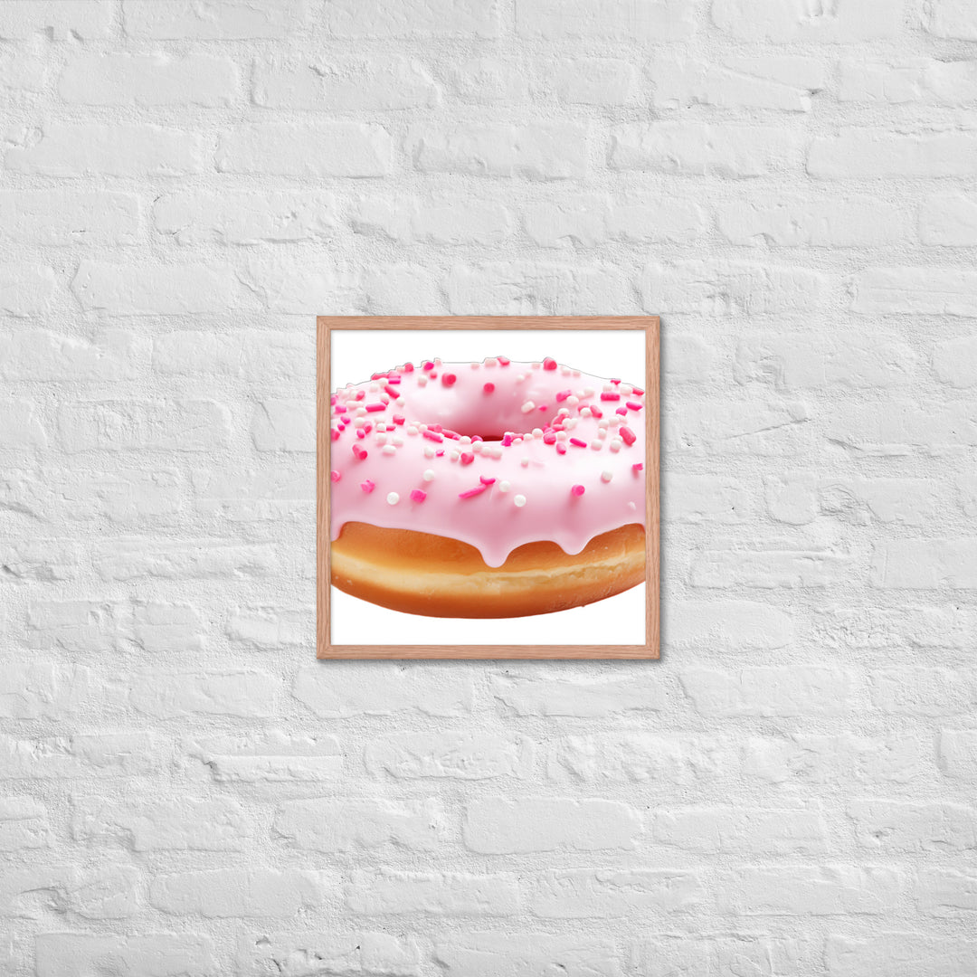 Strawberry Frosted Donut Framed poster 🤤 from Yumify.AI