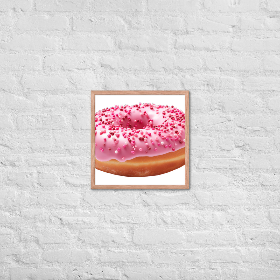 Strawberry Frosted Donut Framed poster 🤤 from Yumify.AI