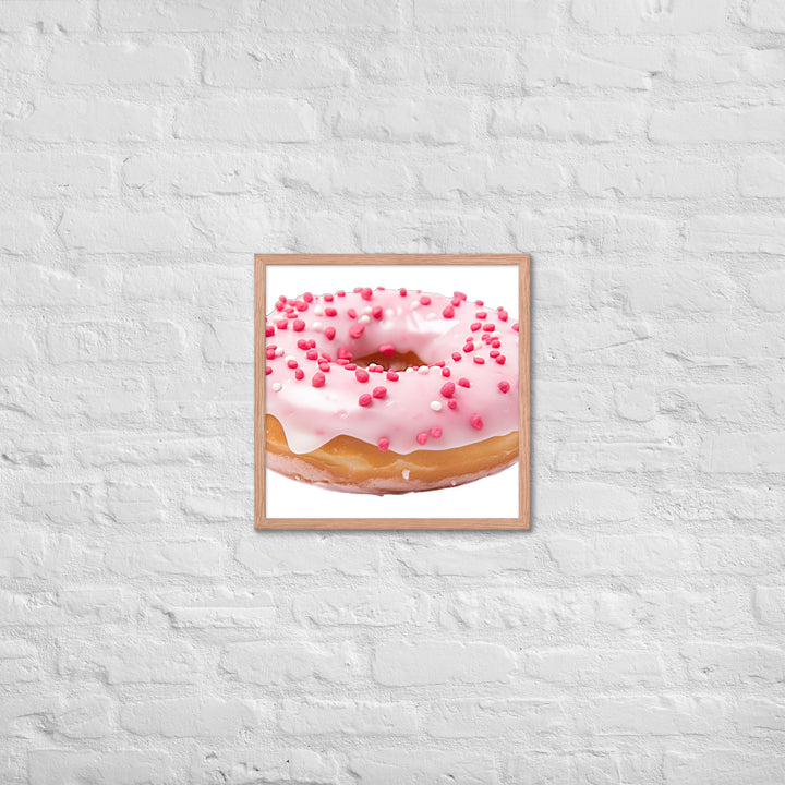 Strawberry Frosted Donut Framed poster 🤤 from Yumify.AI