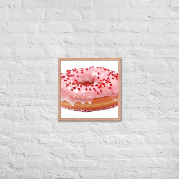 Strawberry Frosted Donut Framed poster 🤤 from Yumify.AI