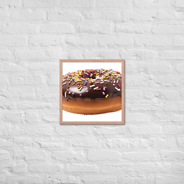 Sprinkled Chocolate Donut Framed poster 🤤 from Yumify.AI