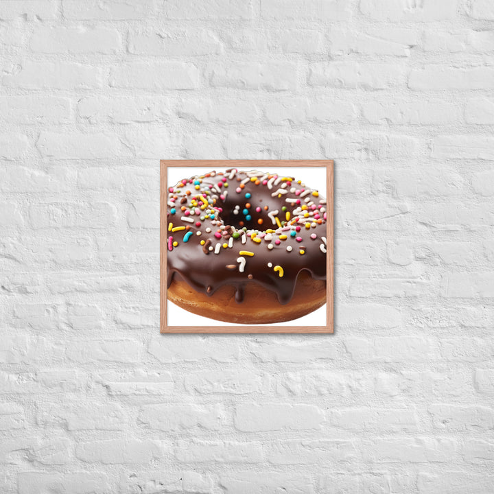 Sprinkled Chocolate Donut Framed poster 🤤 from Yumify.AI