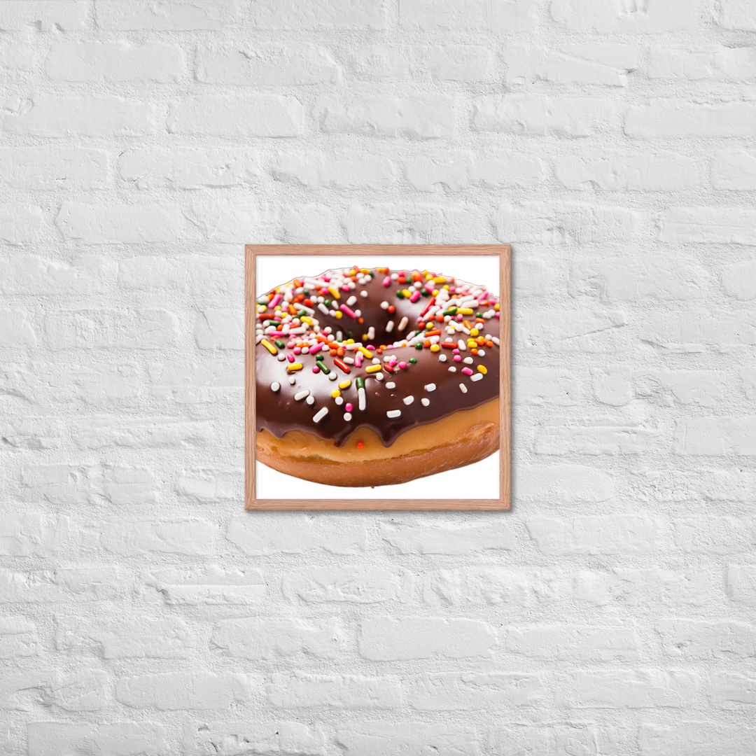 Sprinkled Chocolate Donut Framed poster 🤤 from Yumify.AI