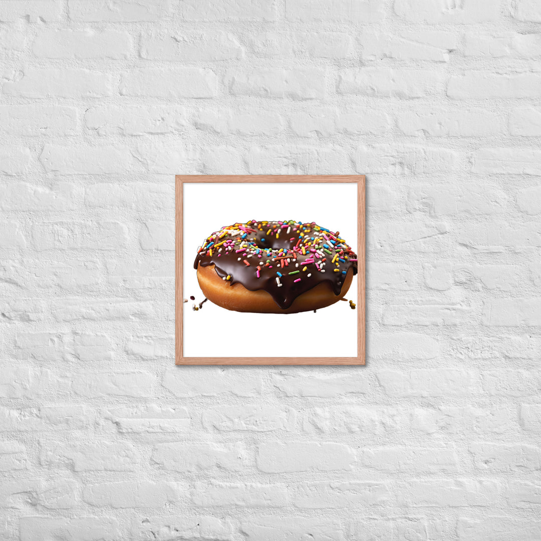 Sprinkled Chocolate Donut Framed poster 🤤 from Yumify.AI