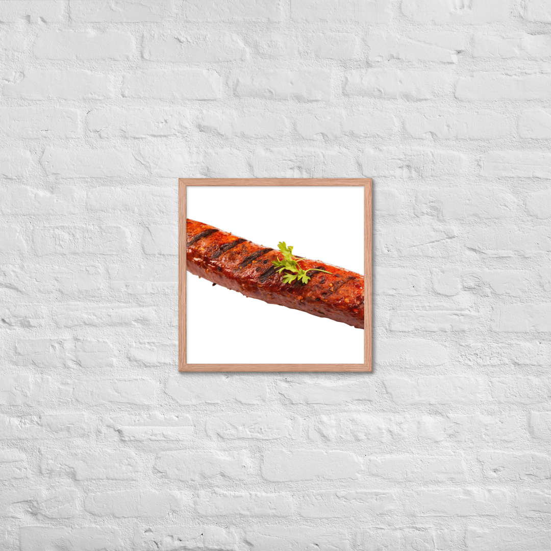 Spicy Beef Sausage Framed poster 🤤 from Yumify.AI