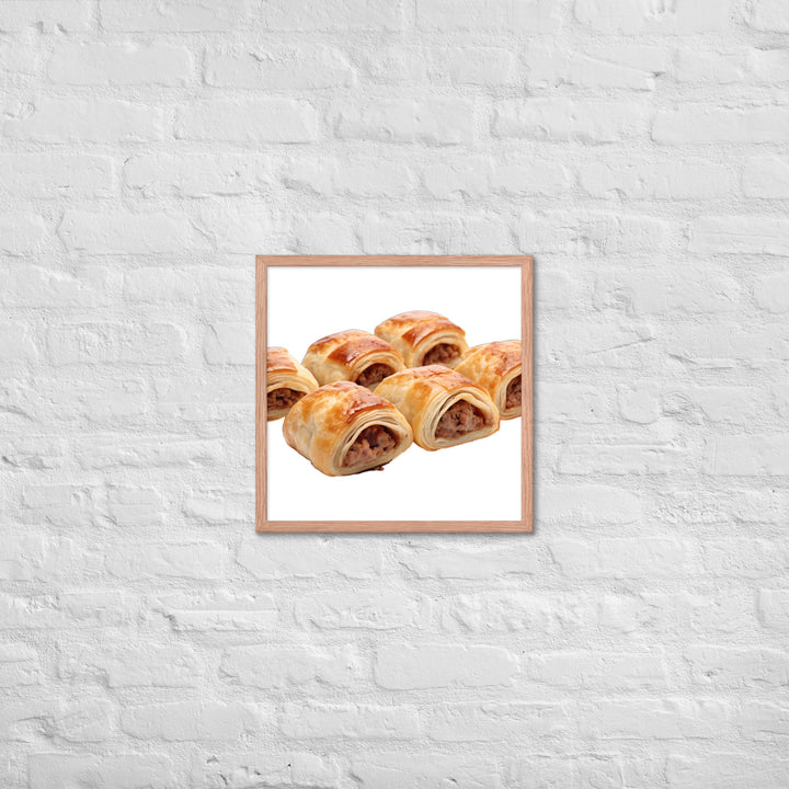 Sausage Rolls with Caramelized Onions Framed poster 🤤 from Yumify.AI