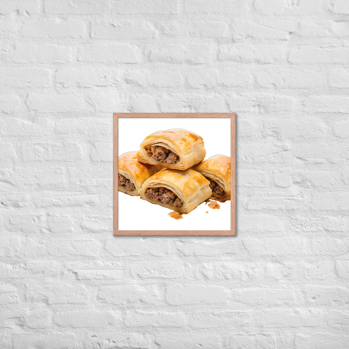 Sausage Rolls with Caramelized Onions Framed poster 🤤 from Yumify.AI