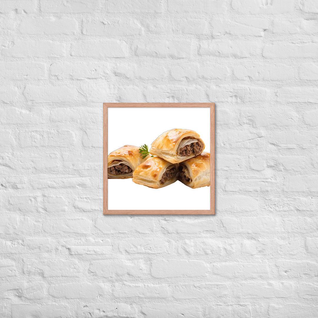 Sausage Rolls with Caramelized Onions Framed poster 🤤 from Yumify.AI