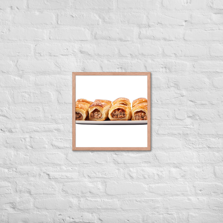 Flaky Golden Sausage Rolls Framed poster 🤤 from Yumify.AI