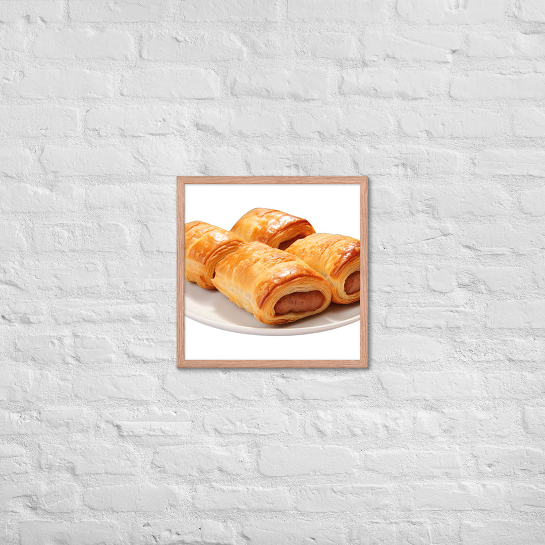 Flaky Golden Sausage Rolls Framed poster 🤤 from Yumify.AI