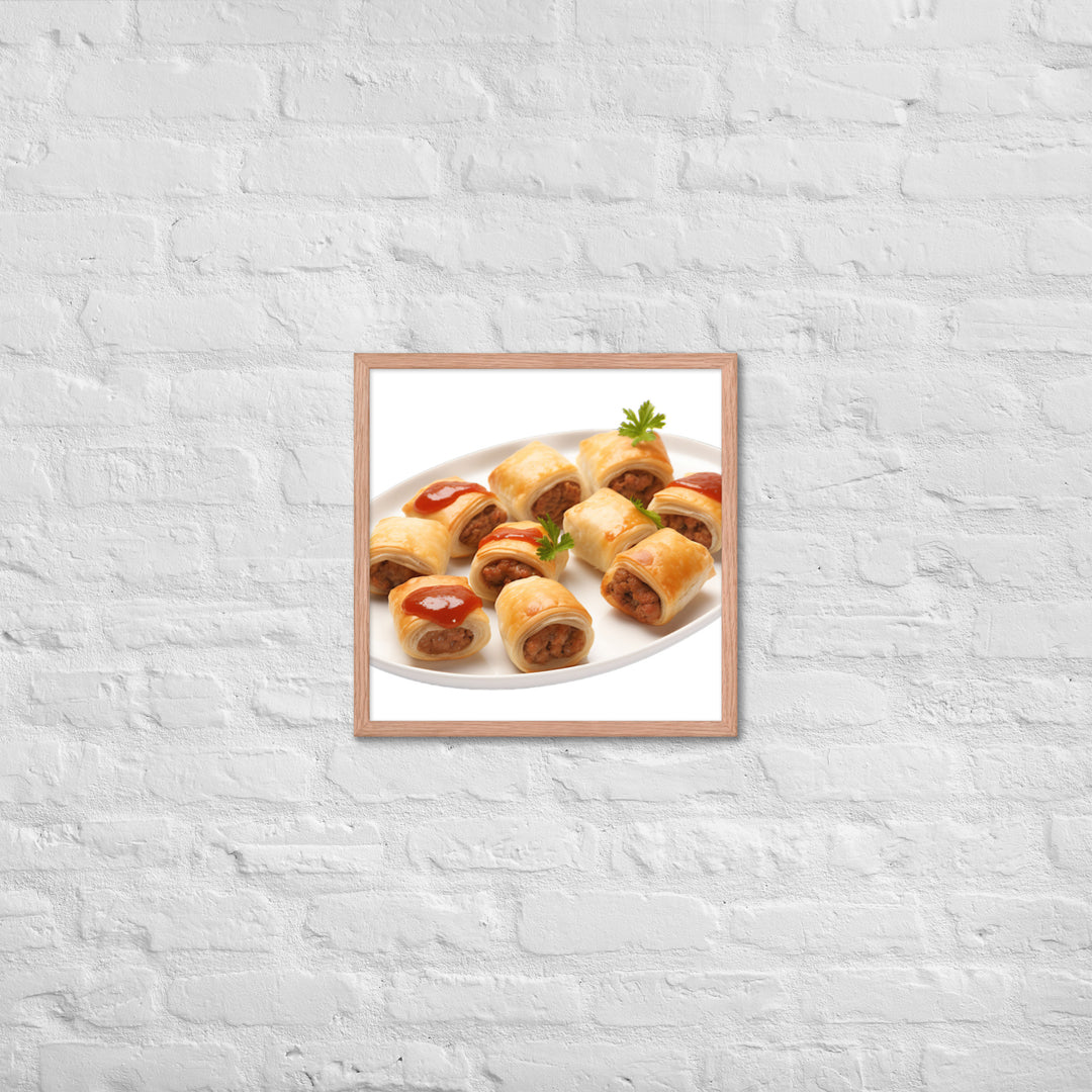 Bite Sized Mini Sausage Rolls Framed poster 🤤 from Yumify.AI