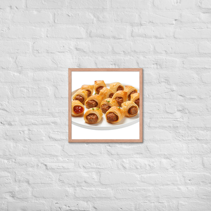 Bite Sized Mini Sausage Rolls Framed poster 🤤 from Yumify.AI