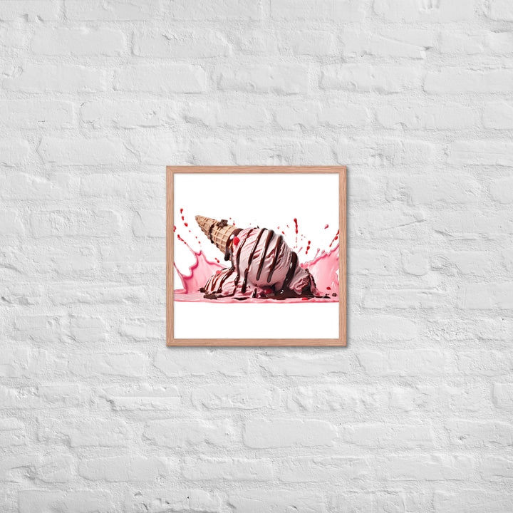 Chocolate Drizzle Over Strawberry Ice Cream Framed poster 🤤 from Yumify.AI