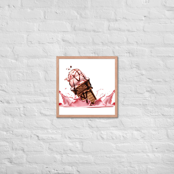 Chocolate Drizzle Over Strawberry Ice Cream Framed poster 🤤 from Yumify.AI