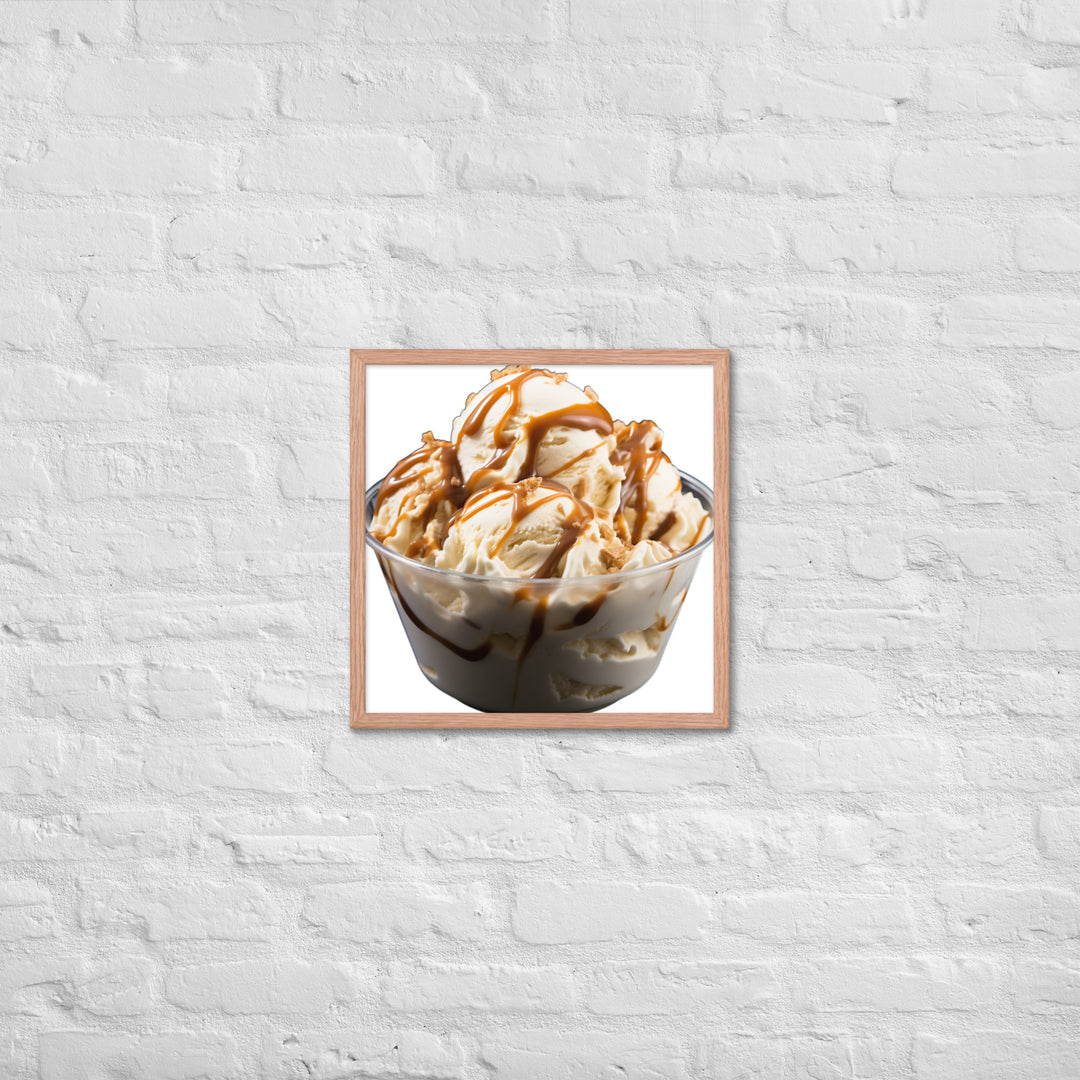 Caramel Swirls in Coffee Ice Cream Framed poster 🤤 from Yumify.AI