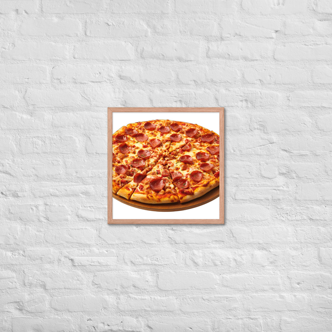 Spicy Pepperoni Explosion Pizza Framed poster 🤤 from Yumify.AI