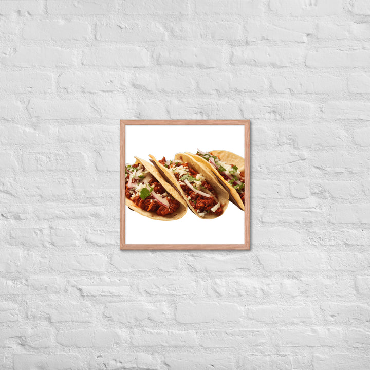 Spicy Chorizo Tacos Glow Framed poster 🤤 from Yumify.AI